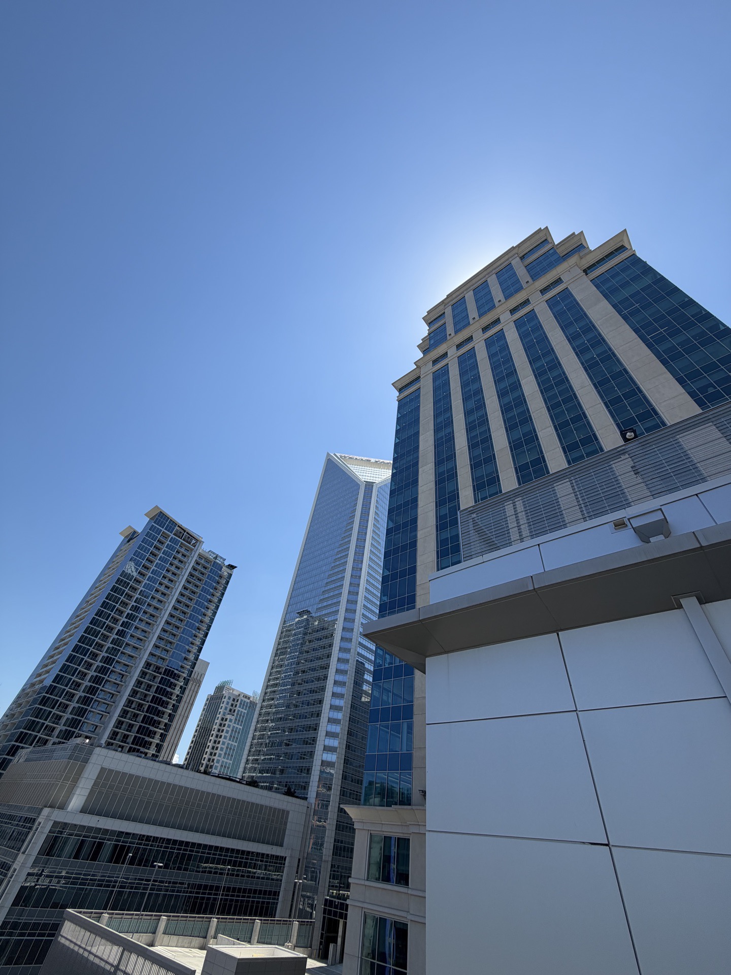 Charlotte uptown skyline from the Legacy Union rooftop deck